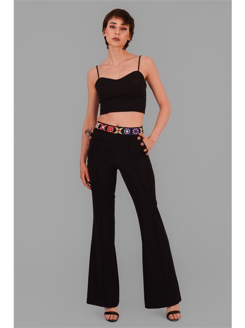 Pantalone in cady a zampa twins fantasy | T4518PBLACK